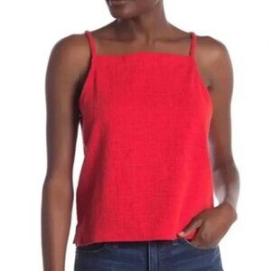 Madewell Texture & Thread Red Smocked Textured Apron Tank Top Size Medium